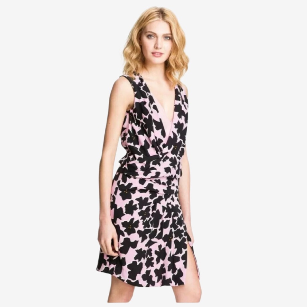 Women’s Diane Von Furstenberg Daran Print Silf Faux Wrap Dress Size 6